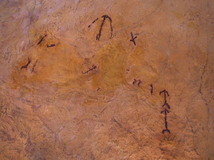 Réplica de las pinturas rupestres del abrigo del Mojao. Museo arqueológico de Lorca. HISTORIA DE LA CIUDAD DE LORCA